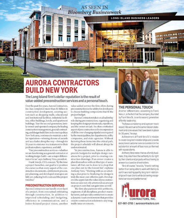 Aurora Featured in December 2019 Bloomberg Businessweek Magazine