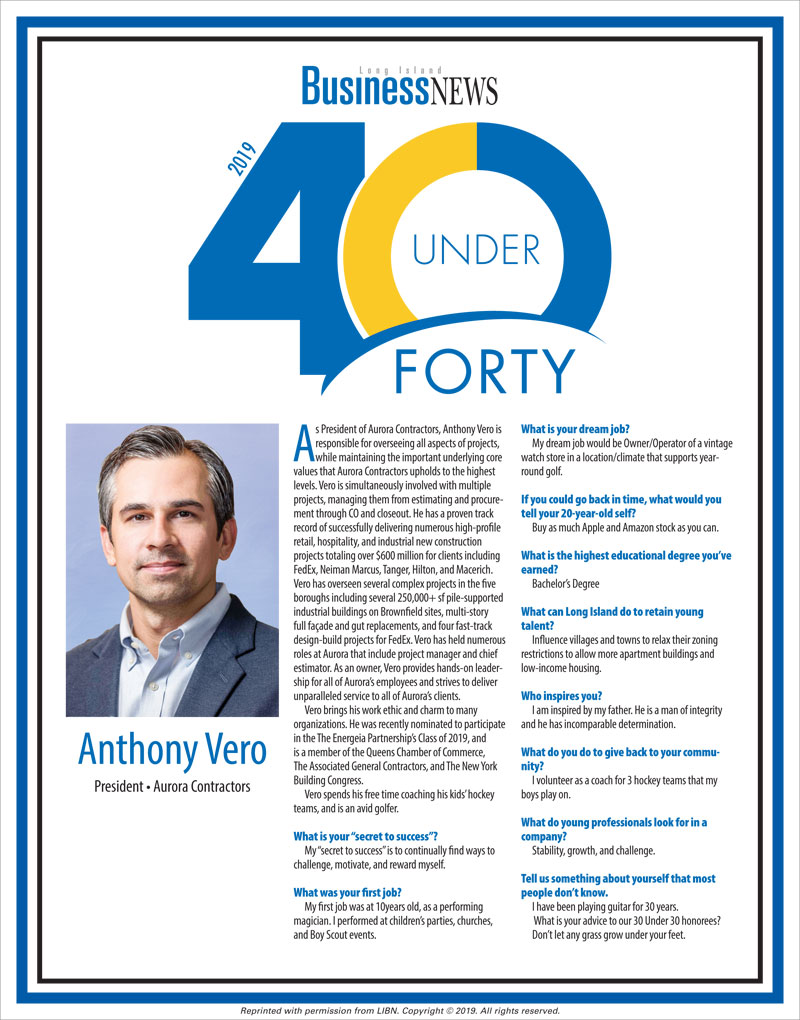Anthony Vero 40 Under 40