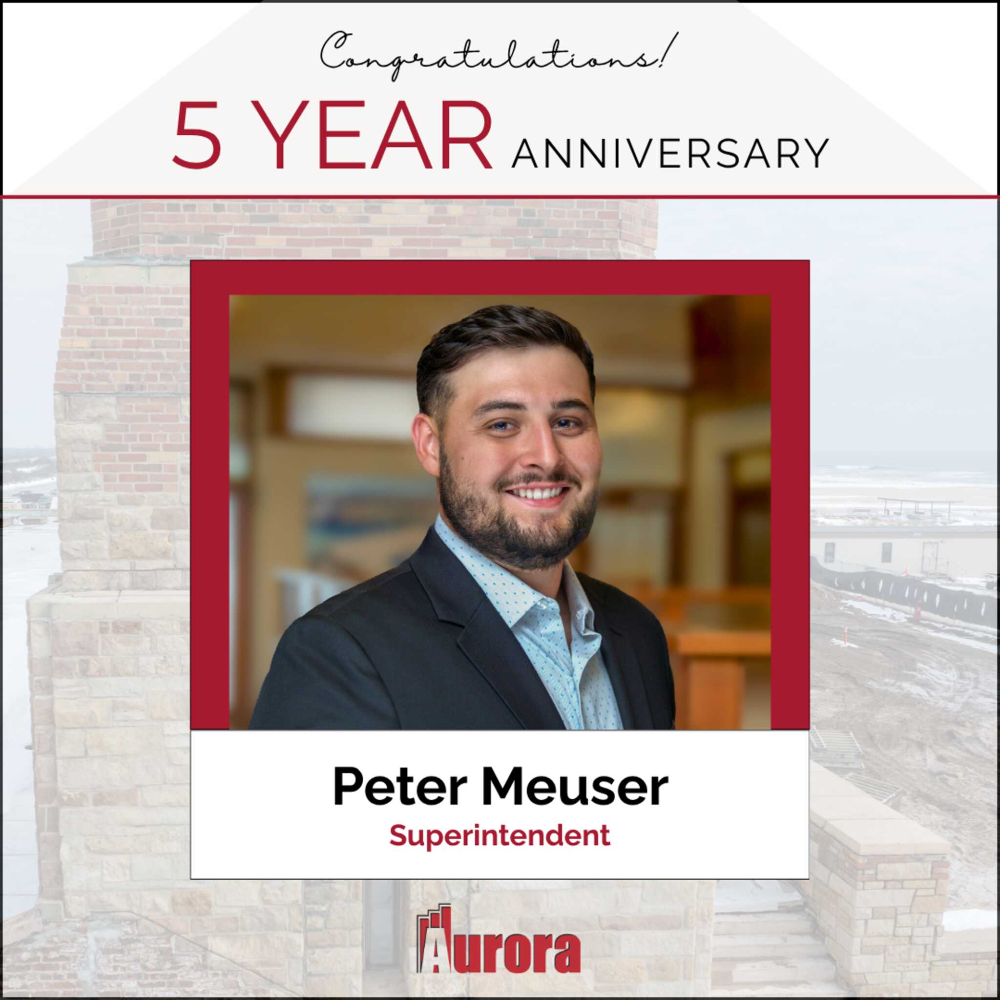 Congratulations to Peter Meuser – Celebrating 5 Years with Aurora