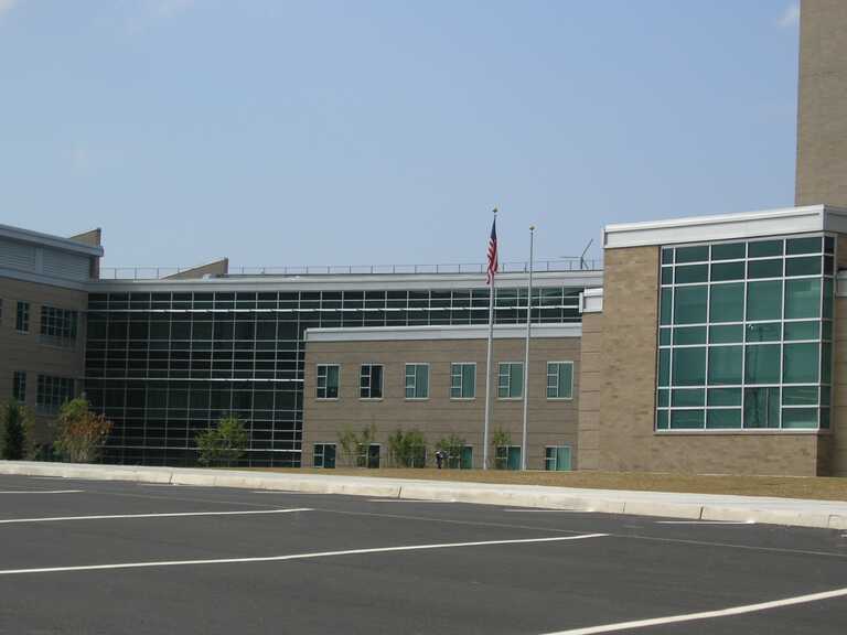 Sachem East High School - Exterior photo of glass wall