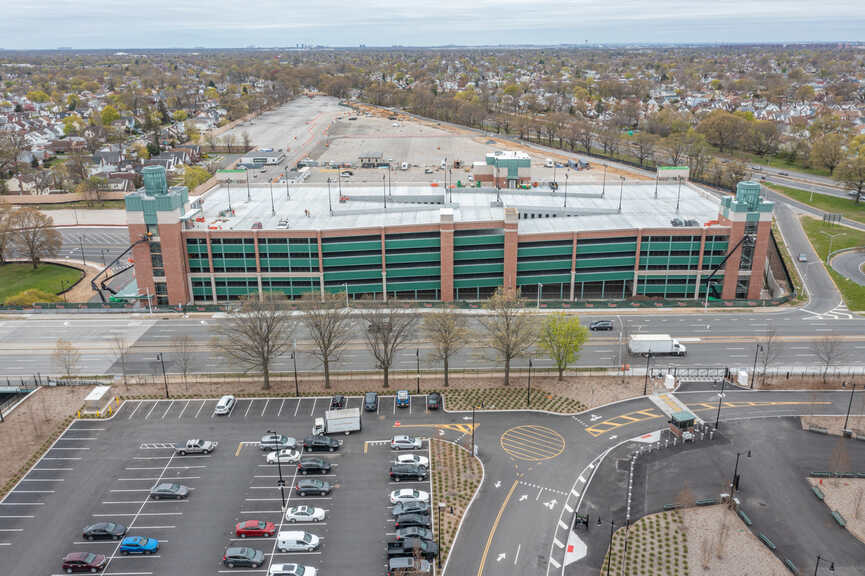 UBS Arena Parking Garage - Aerial photo of building