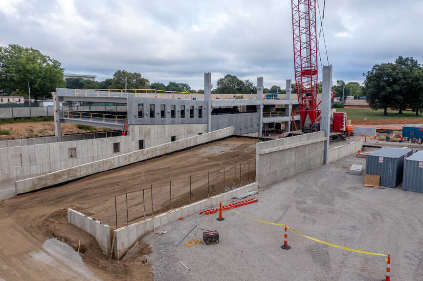 UBS Arena Parking Garage - Exterior photo of construction